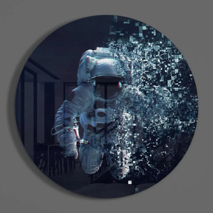 Pixelated Astronaut Tempered Glass Art Print | Modern Wall Art Decor | vintageantiquesgifts.com