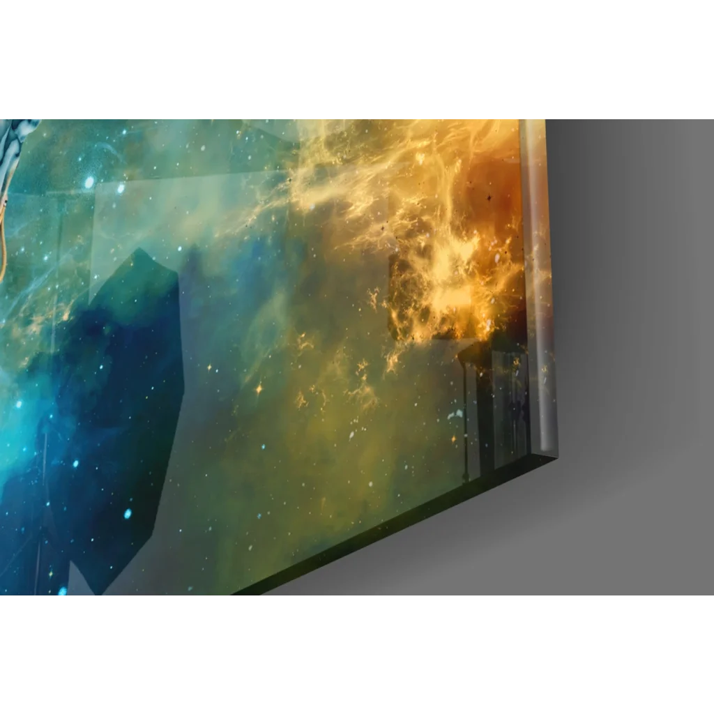 Sleek TV screen with vibrant Astronaut Nebula space wall art print