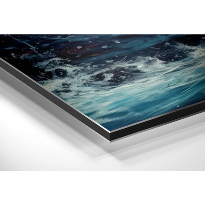 Dynamic abstract ocean waves on brushed aluminium dibond print