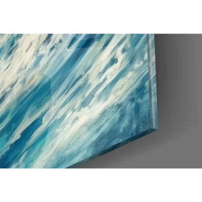 Vibrant blue astronaut surfing wall art canvas print with textured brushstrokes