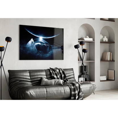Astronaut Space Canvas Wall Art With Glowing Planet | Contemporary Home Wall Art | vintageantiquesgifts.com