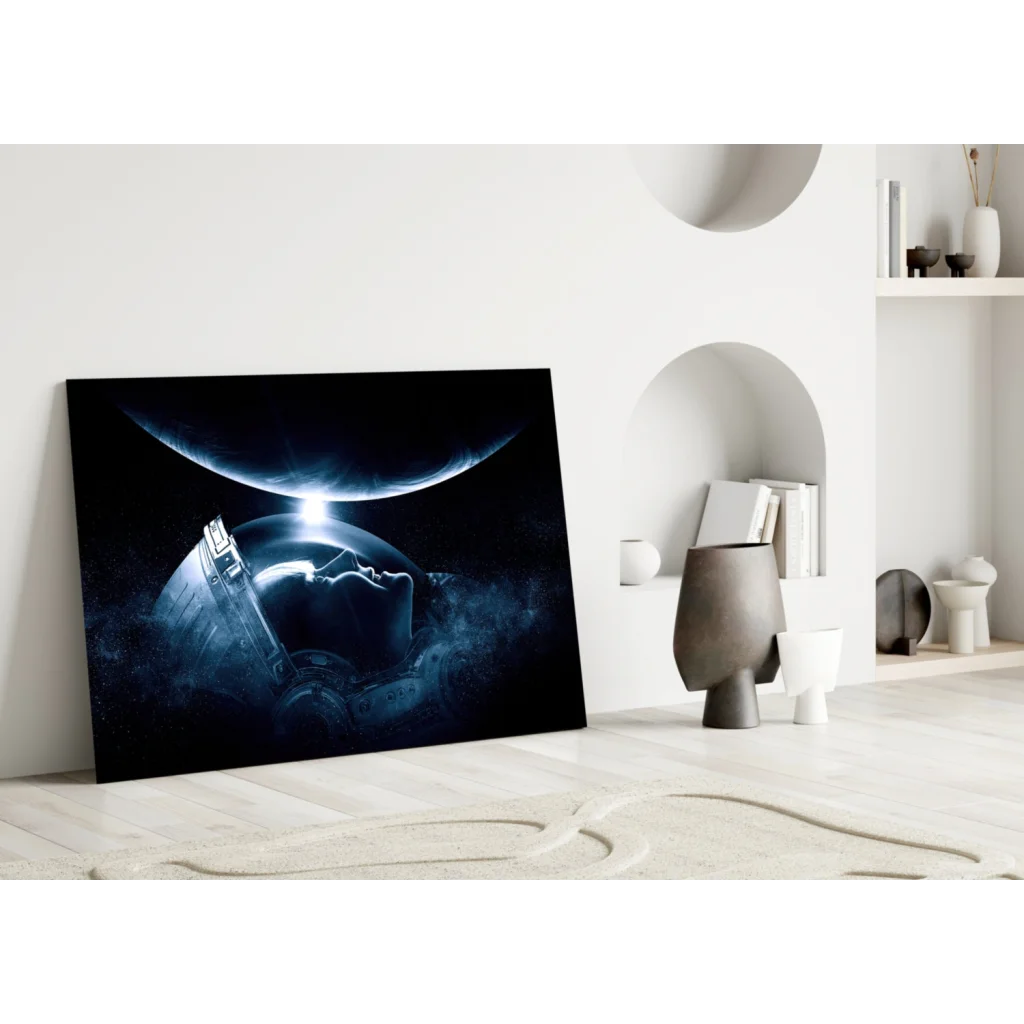Astronaut Space Canvas Wall Art With Glowing Planet | Modern Wall Art Decor | vintageantiquesgifts.com