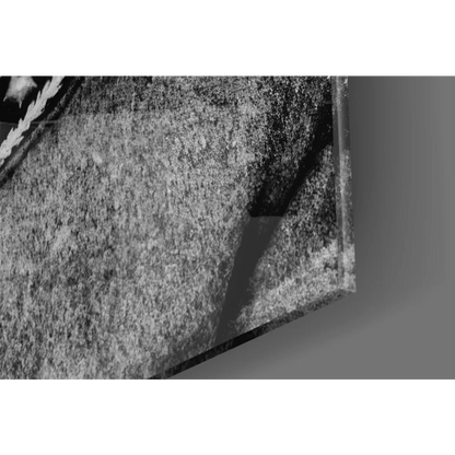 Textured monochrome Atatürk glass wall art portrait on canvas