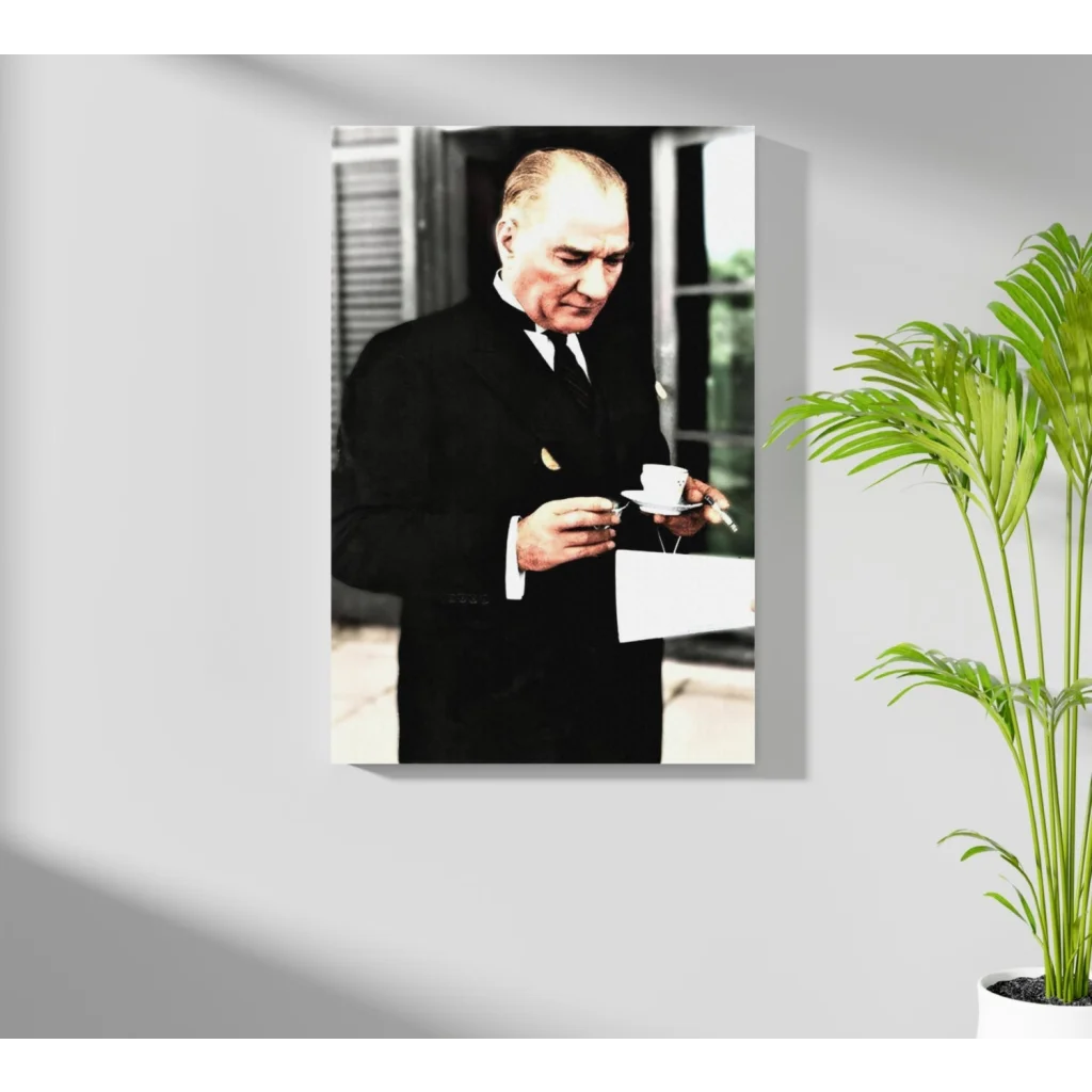 Vintage teacup gentleman insigne aluminum print home décor portrait