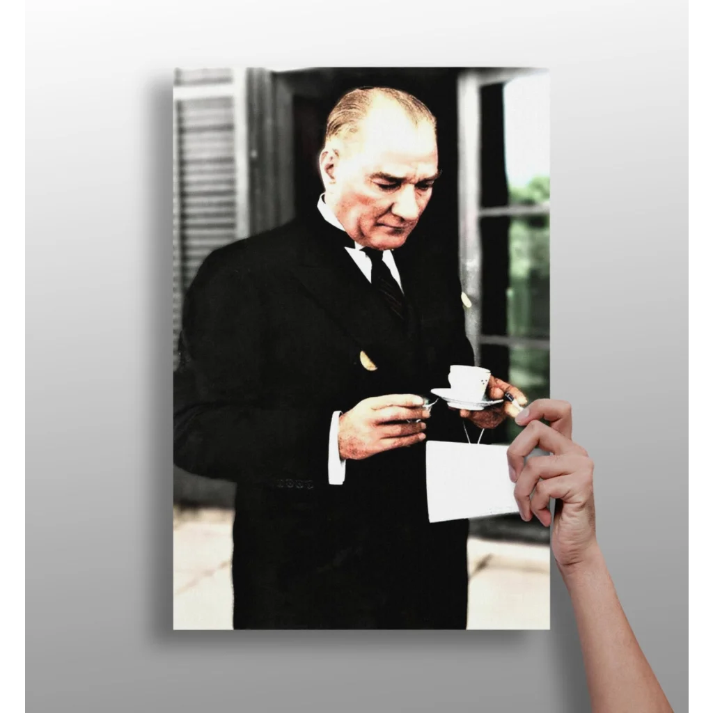 Vintage teacup gentleman insigne aluminum print home decor image