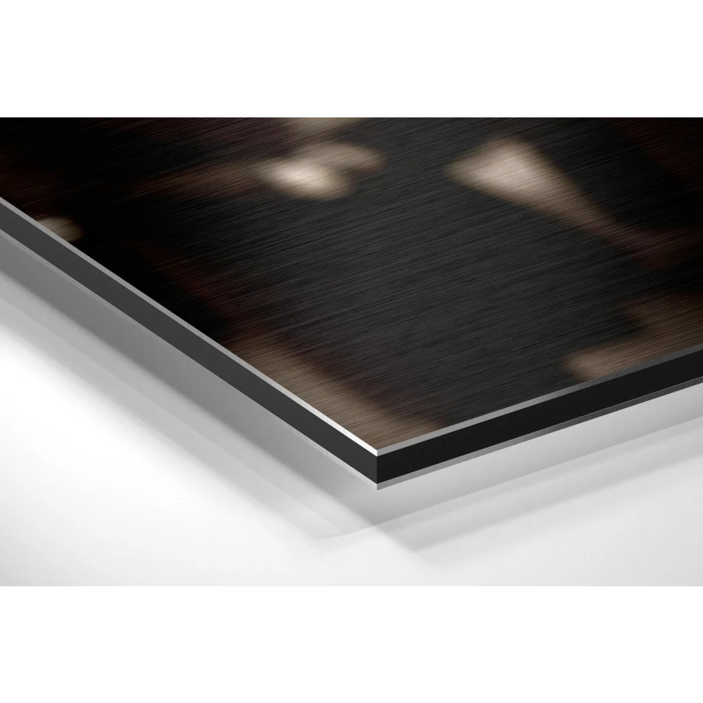 Glass Wall Art Stunning brushed aluminium dibond wall art print with black metal frame