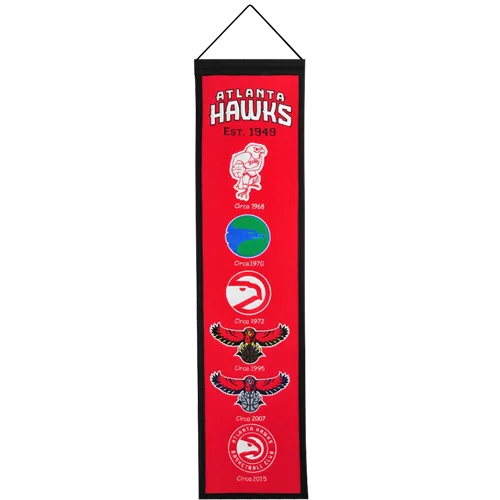 Atlanta Hawks heritage banner showcasing team logo evolution