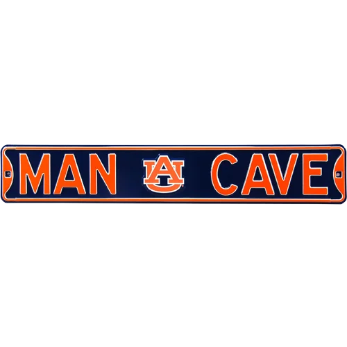 Auburn Tigers Man Cave authentic street sign with orange lettering and logo