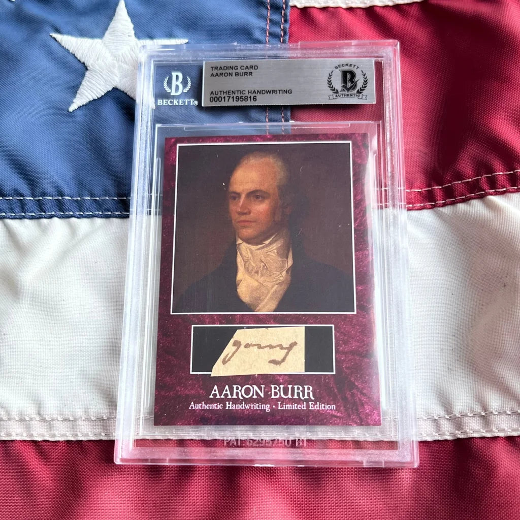 Authentic Aaron Burr limited edition card with burr words graded historical collectible set