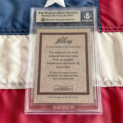 Authentic Aaron Burr signed words in protective slab from Burr Words collectible set