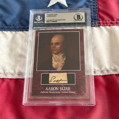 Authentic Aaron Burr words graded trading card with his portrait and handwriting
