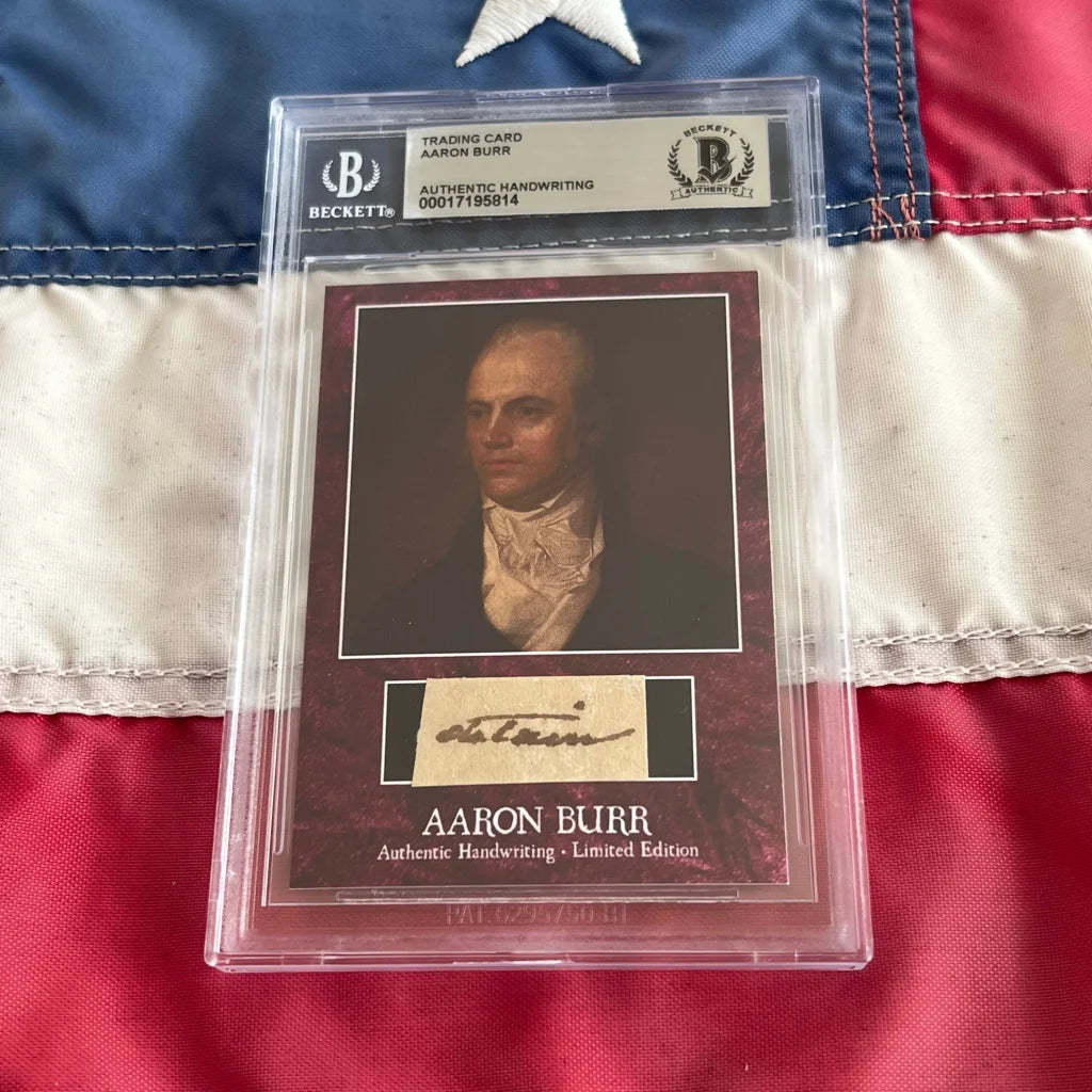 Graded Aaron Burr trading card with authentic handwriting from Burr Words collection