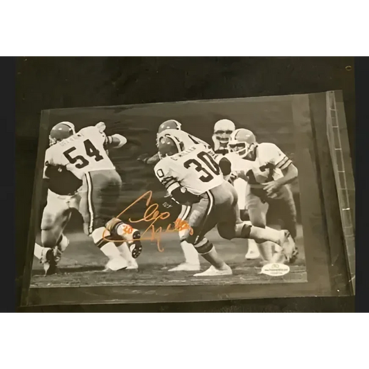 Autographed black and white 8x10 football photo with Fivestar Grading COA witnessed