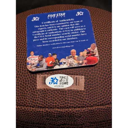 Authentic autographed football with certificate of authenticity and security sticker