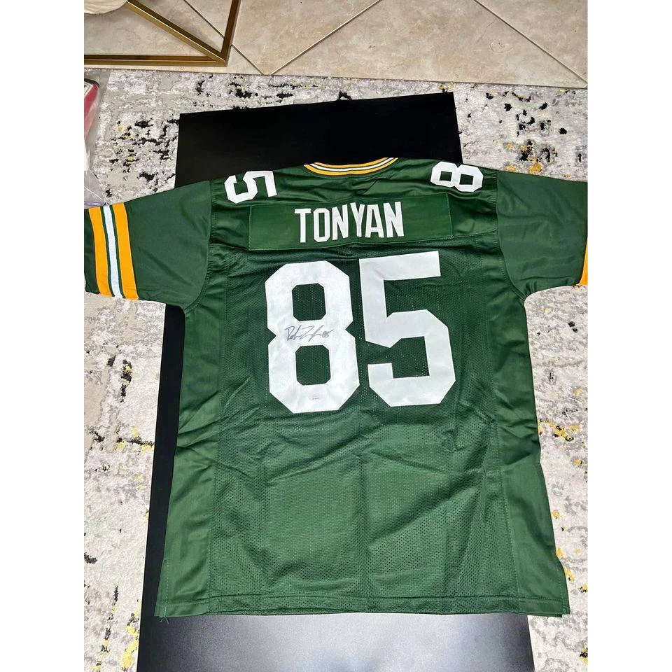 Green Bay Packers #85 Tonyan jersey autographed by Robert Tonyan, authentic jersey