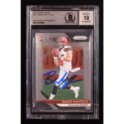 Authentic Baker Mayfield Signed Rookie Card BGS Graded 2018 Panini Prizm