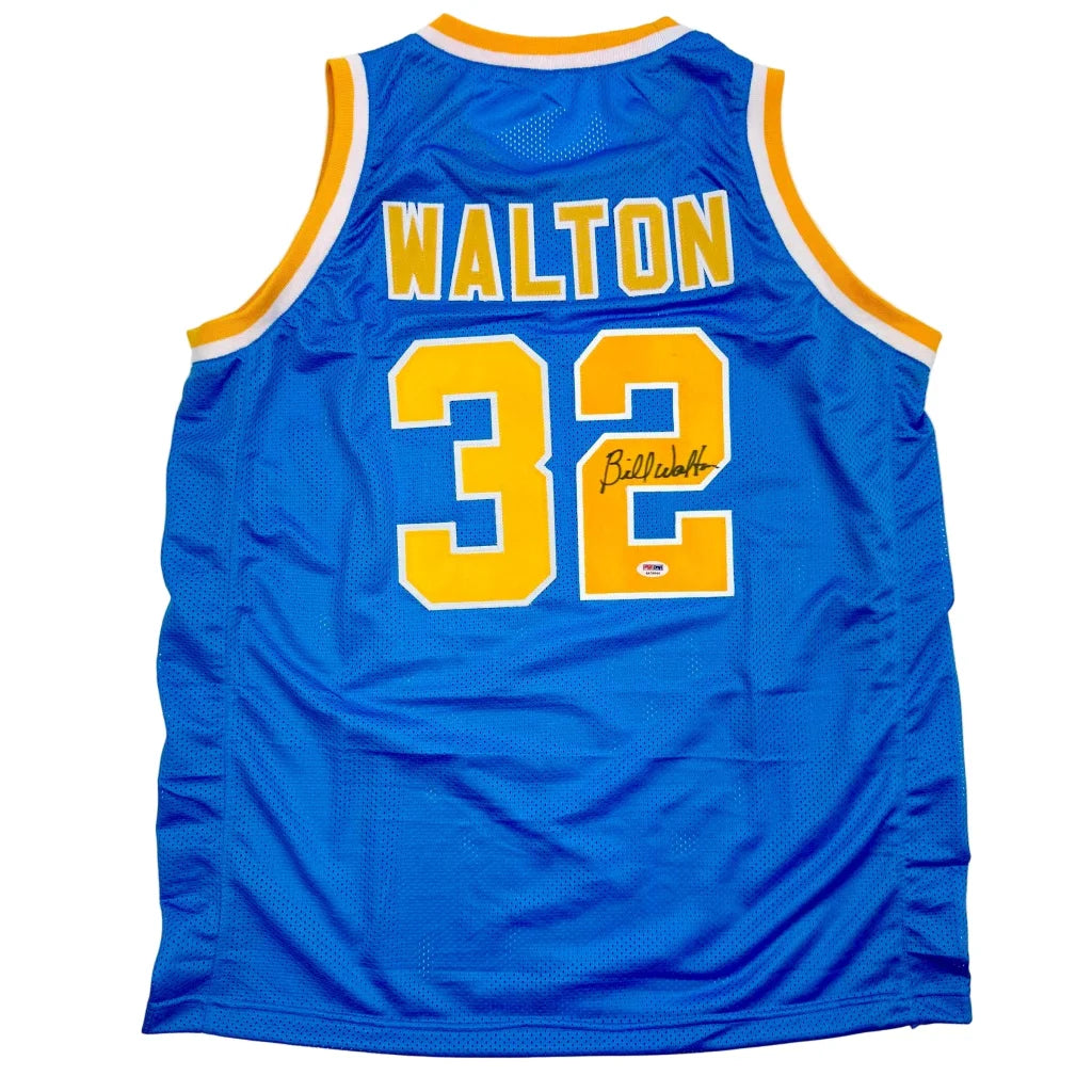 Blue and gold Bill Walton Lakers jersey with signature and authentication for fans