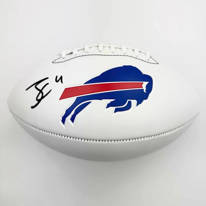 White Buffalo Bills football with blue lettering and logo for authentic game-day style
