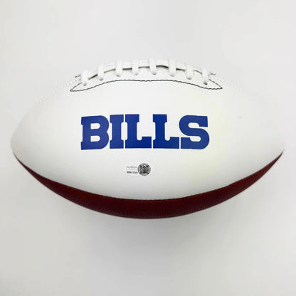 White Buffalo Bills football with blue BILLS lettering and maroon accents for sale