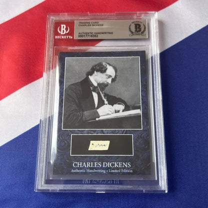 A graded trading card of Charles Dickens with his authentic handwriting for Dickens Wrote Himself