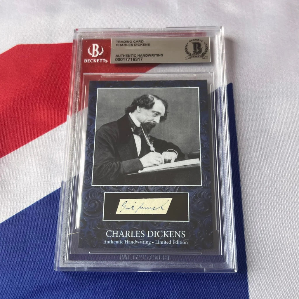 Beckett-graded Charles Dickens trading card with authentic Dickens handwriting swatch