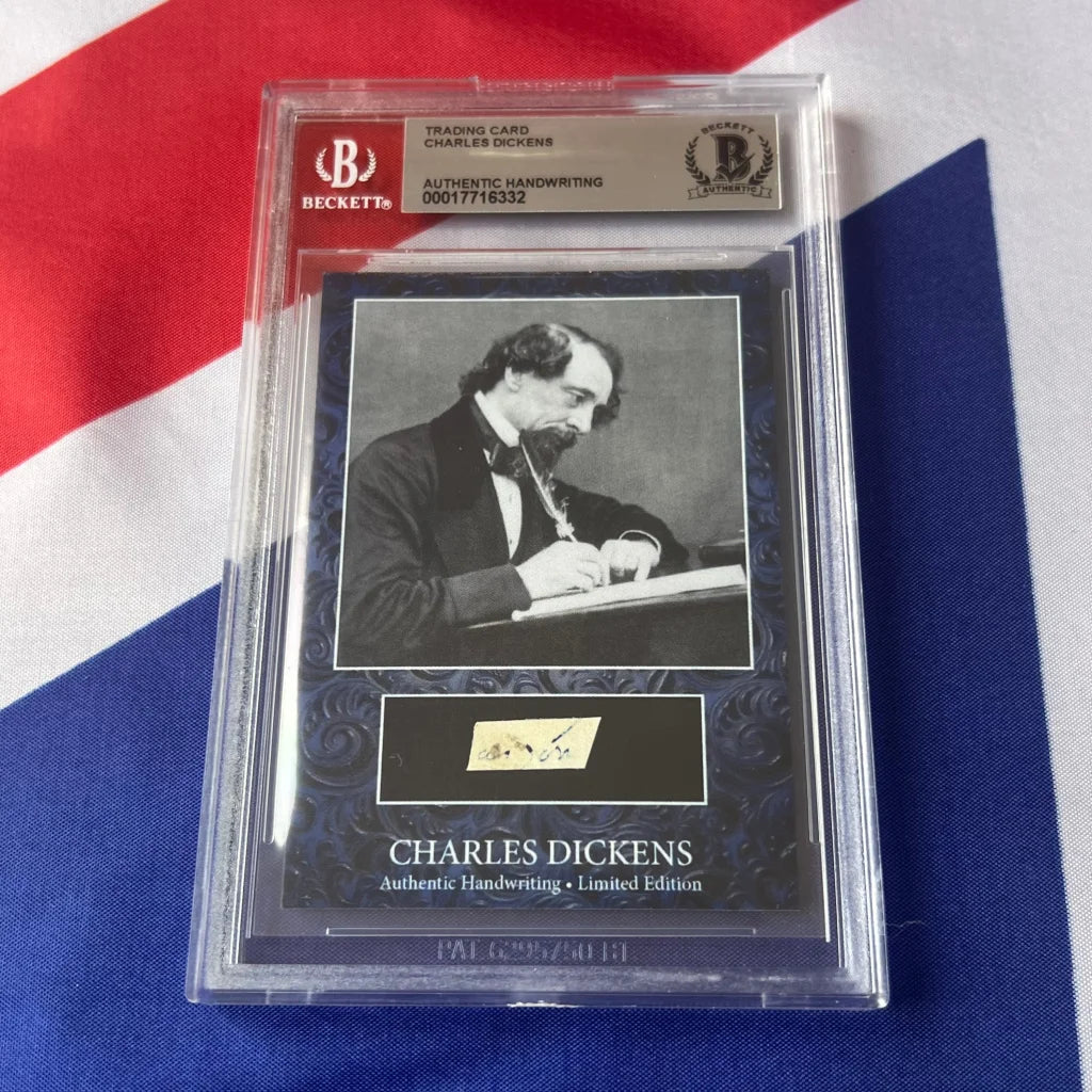 Beckett-graded Charles Dickens trading card with his handwriting from Dickens Wrote Himself
