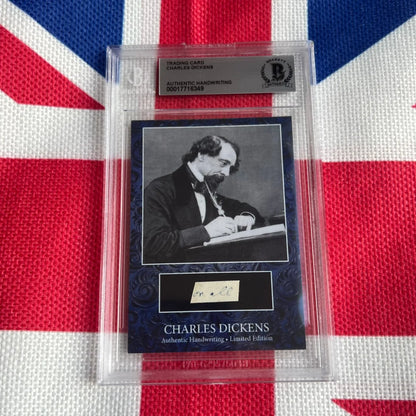 Authentic Charles Dickens handwriting card in protective case