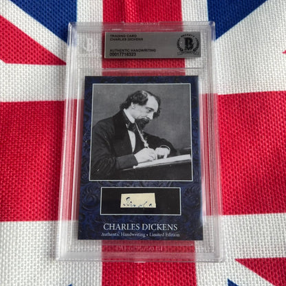 Authentic Charles Dickens handwriting card with handwritten note