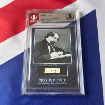 Beckett-graded Charles Dickens trading card with authentic Dickens handwriting sample