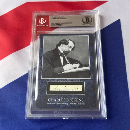Beckett-graded Charles Dickens trading card with authentic Dickens handwriting sample