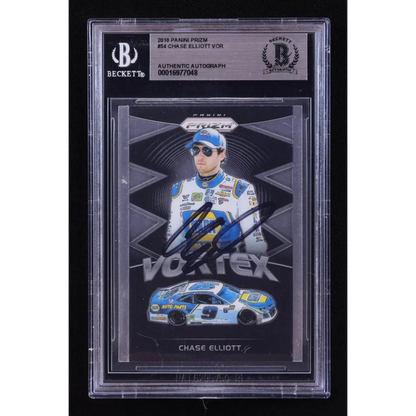 Chase Elliott 2018 Panini Prizm Vortex NASCAR card autographed and BGS graded