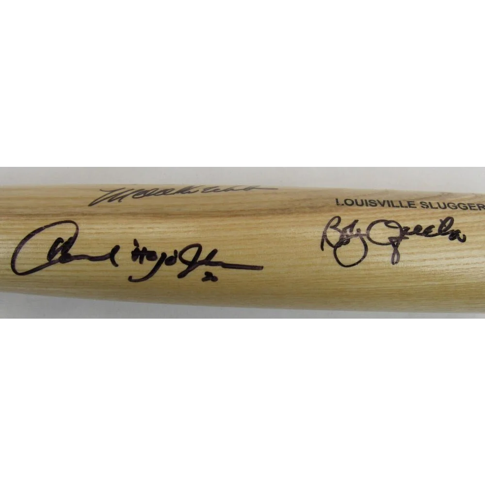 Autographed Louisville Slugger baseball bat signed by Doc Gooden on display