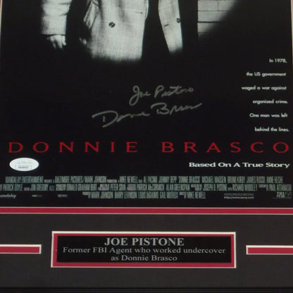 Authentic Donnie Brasco deluxe framed movie poster signed by Joseph Pistone