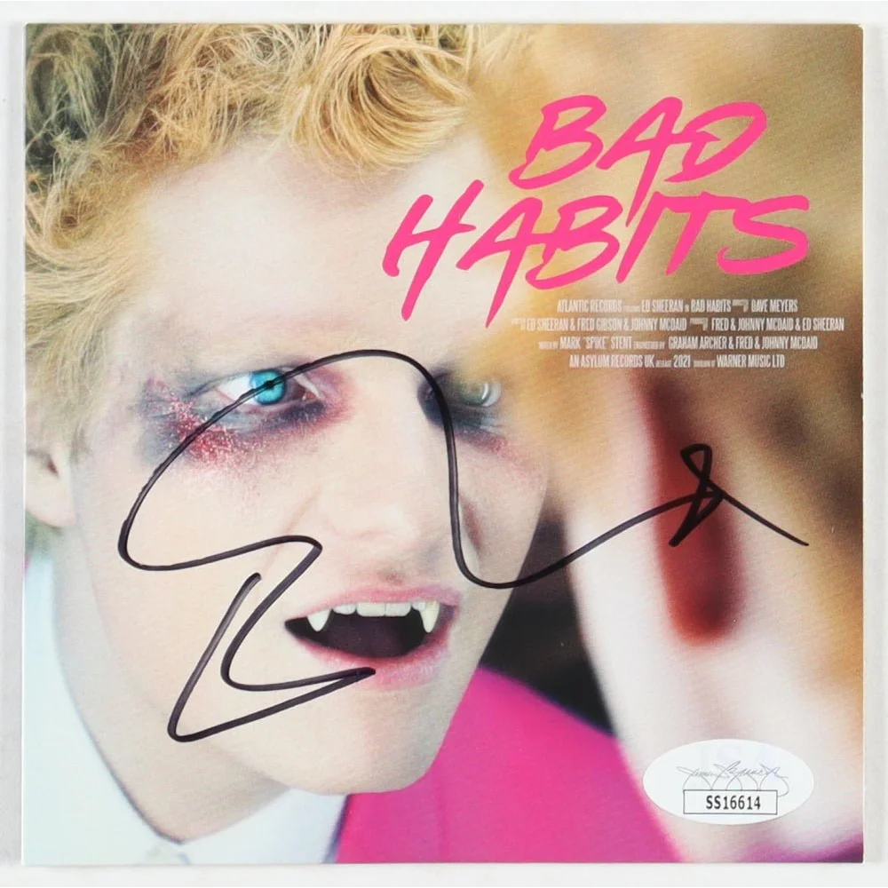 Autographed Ed Sheeran Signed Bad Habits CD Album with Movie Poster cover image
