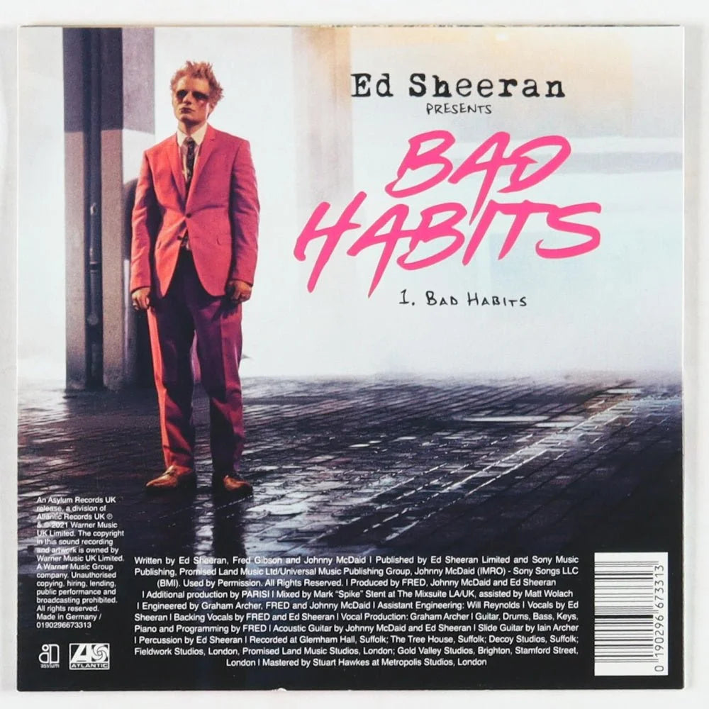 Authentic Ed Sheeran Signed Bad Habits CD Album with Movie Poster front view