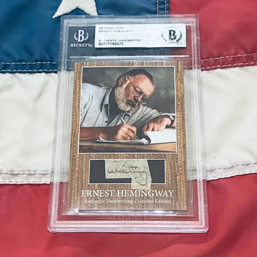 Beckett-graded Ernest Hemingway trading card with authentic Hemingway words handwriting