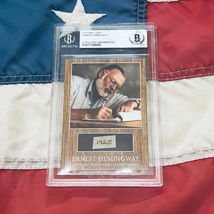 Beckett-graded Ernest Hemingway trading card with his photo and authentic 1958 Hemingway words