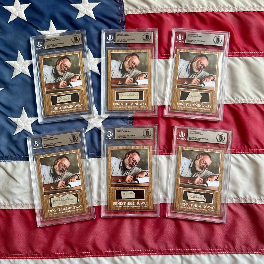 Authentic Ernest Hemingway autograph cards featuring iconic Hemingway words for collectors