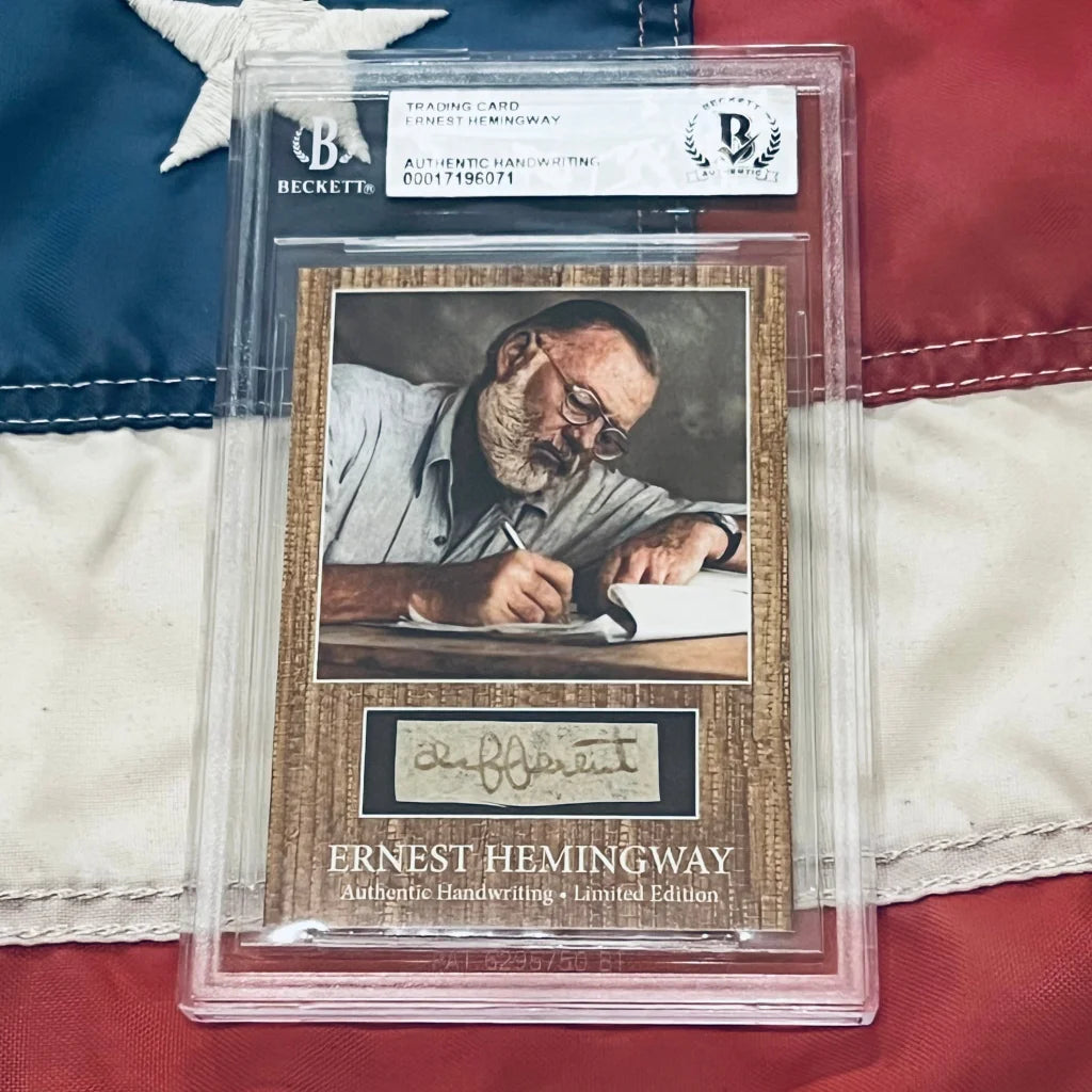 Beckett-graded Ernest Hemingway trading card with authentic handwriting and Hemingway words