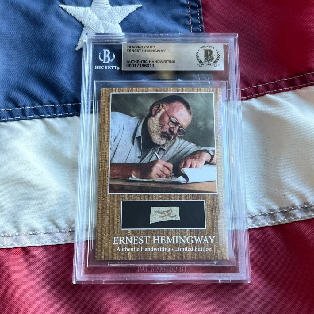 Authentic Ernest Hemingway graded card with handwritten note