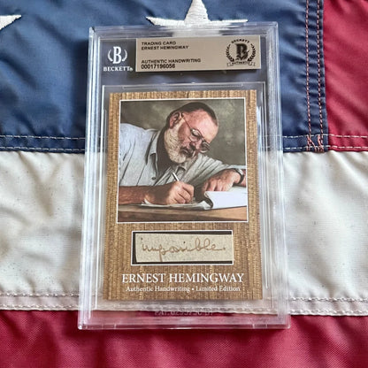 Graded trading card with authentic Ernest Hemingway words and handwriting