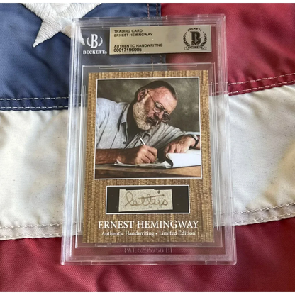Graded Ernest Hemingway trading card with authentic handwriting showcasing Hemingway words