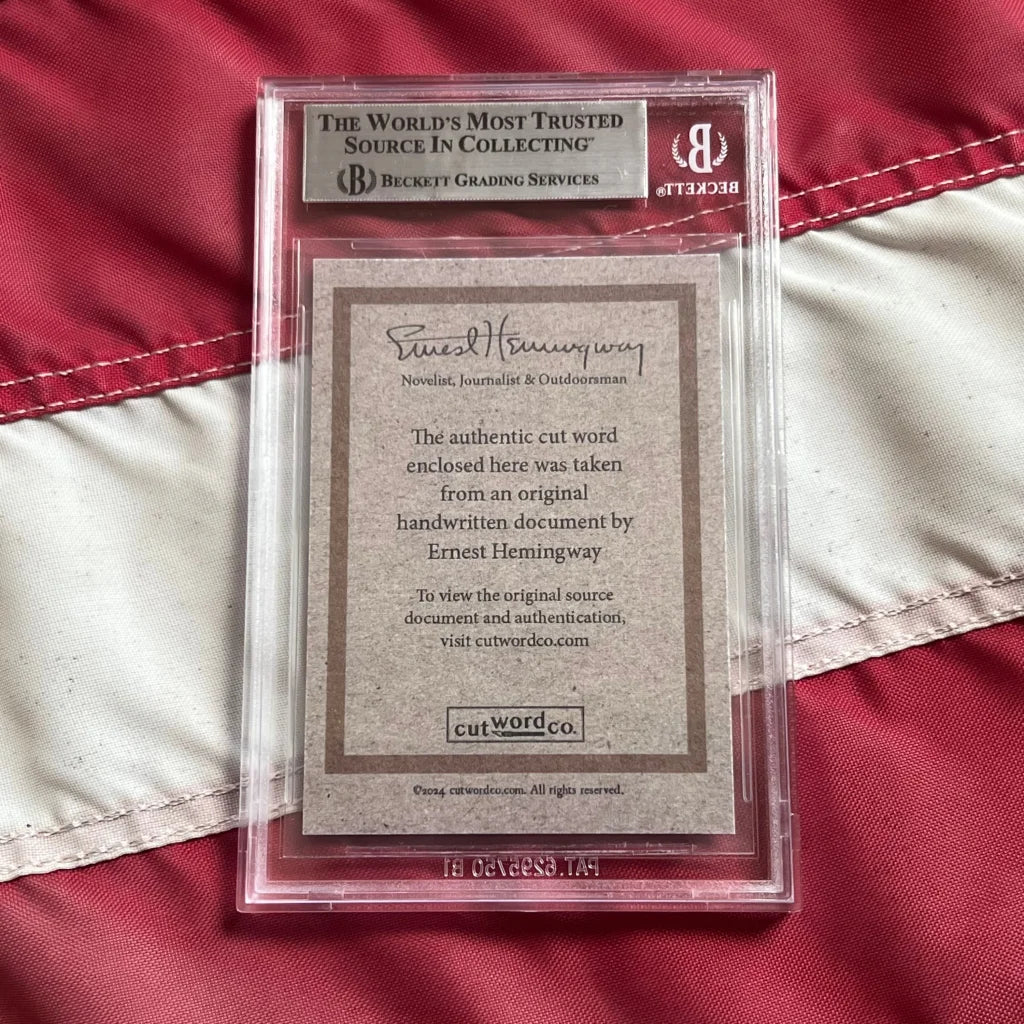 Encapsulated authentic Ernest Hemingway handwritten words on graded cards for Hemingway words fans