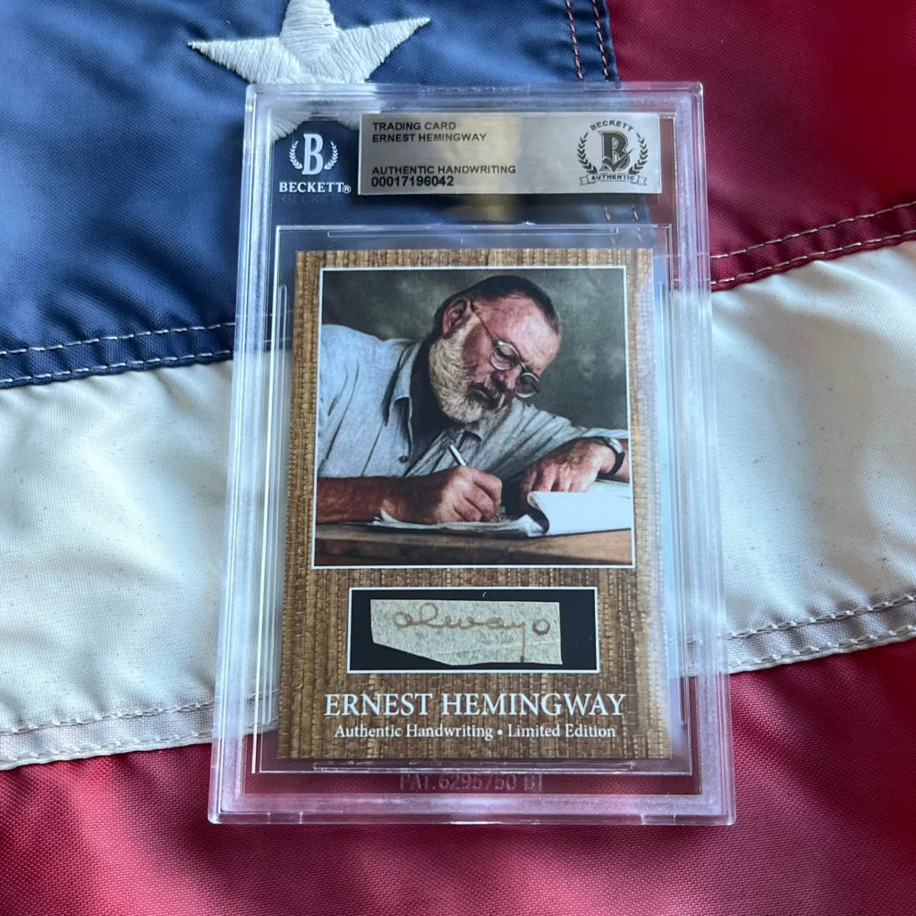 Limited edition authentic Ernest Hemingway graded card with handwriting