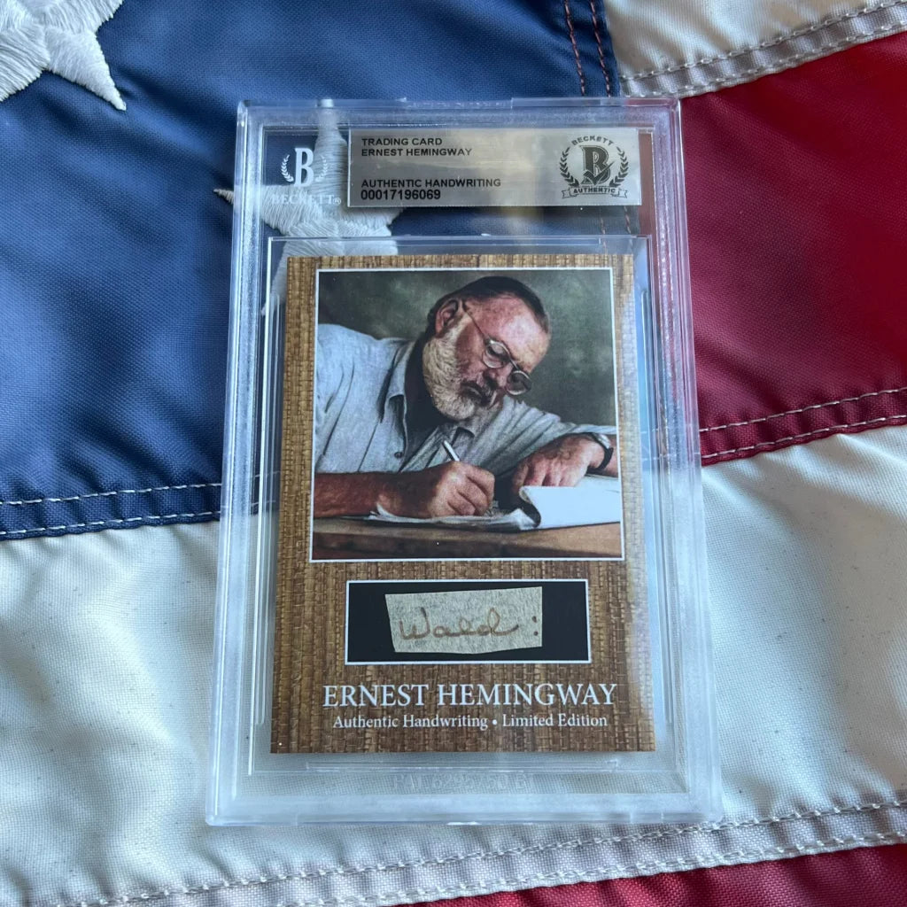 Authentic Ernest Hemingway graded card in gold border sleeve