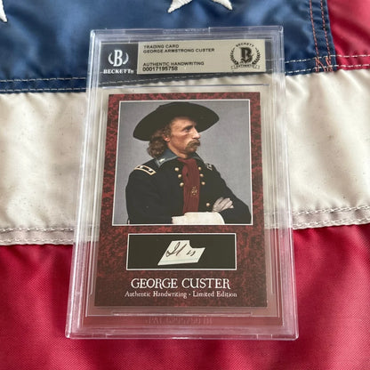 Limited edition George Custer trading card with authentic Custer words piece in protective case