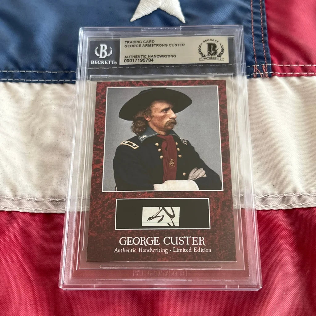 Limited edition George Custer trading card with authentic handwriting and Custer words