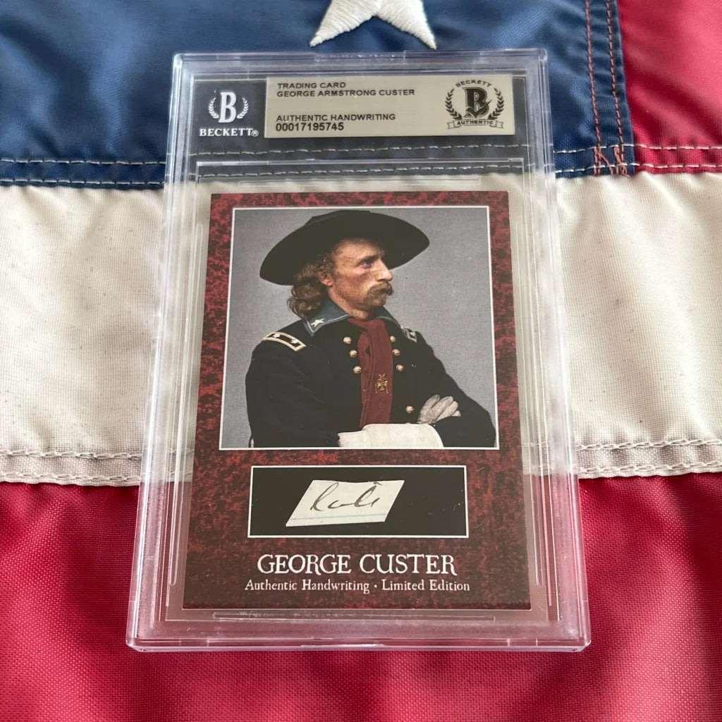 Limited edition George Custer trading card with authentic Custer words in case