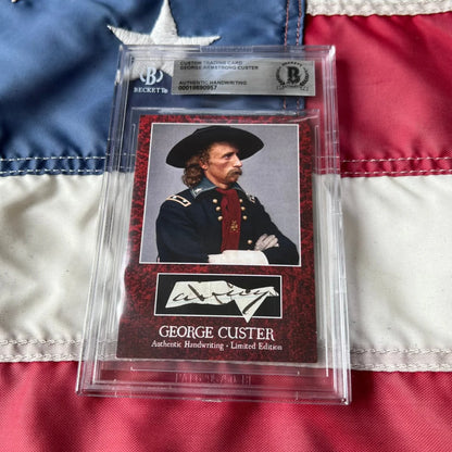 Authentic george custer words graded card featuring lieutenant colonel signature encased in clear protective slab