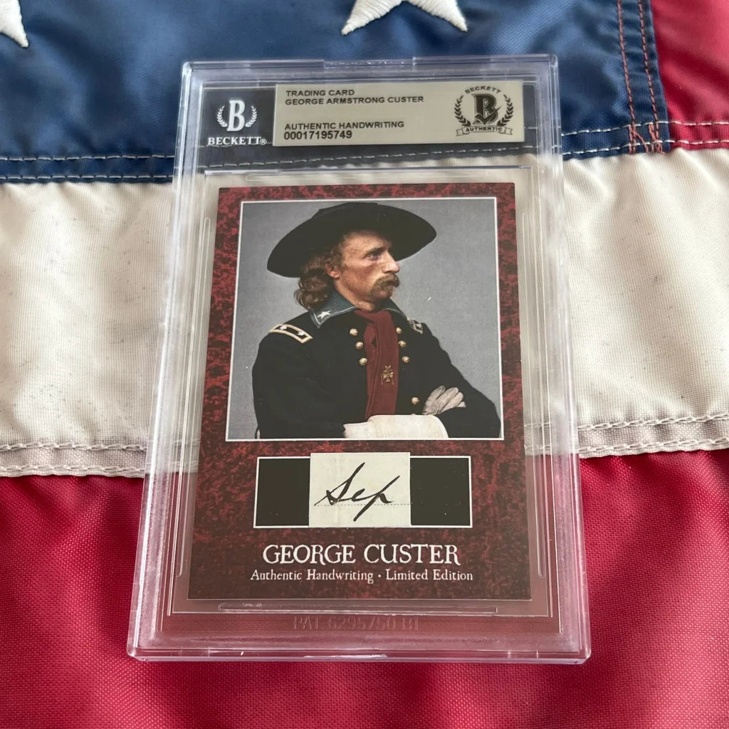 Limited edition authentic George Custer words trading card with autograph and Beckett authentication